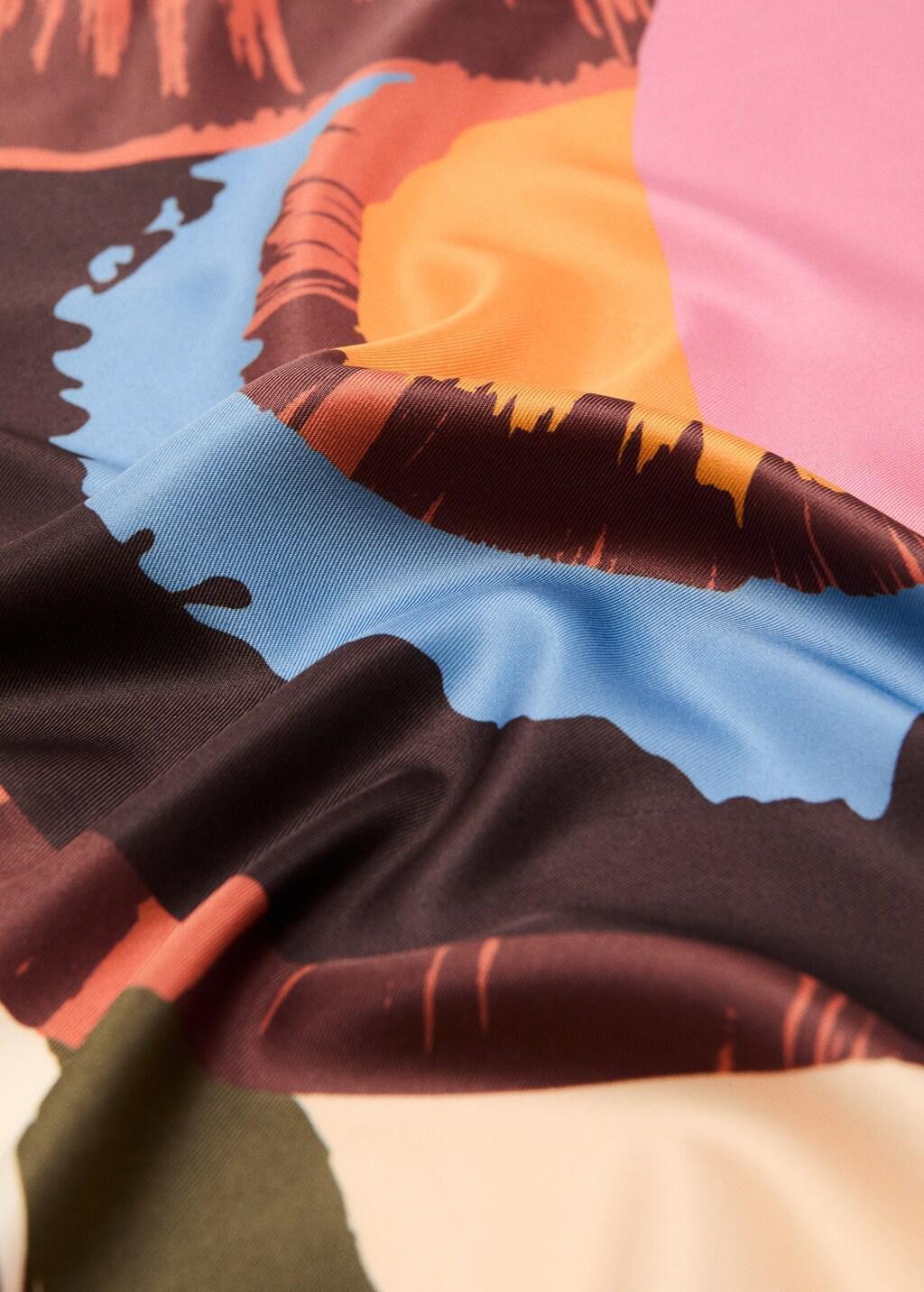 Pink Abstract-Print Satin Scarf, Pink, large image number 0