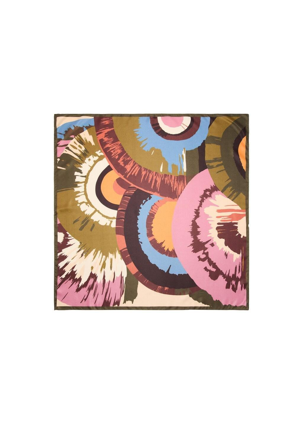 Pink Abstract-Print Satin Scarf, Pink, large image number 2