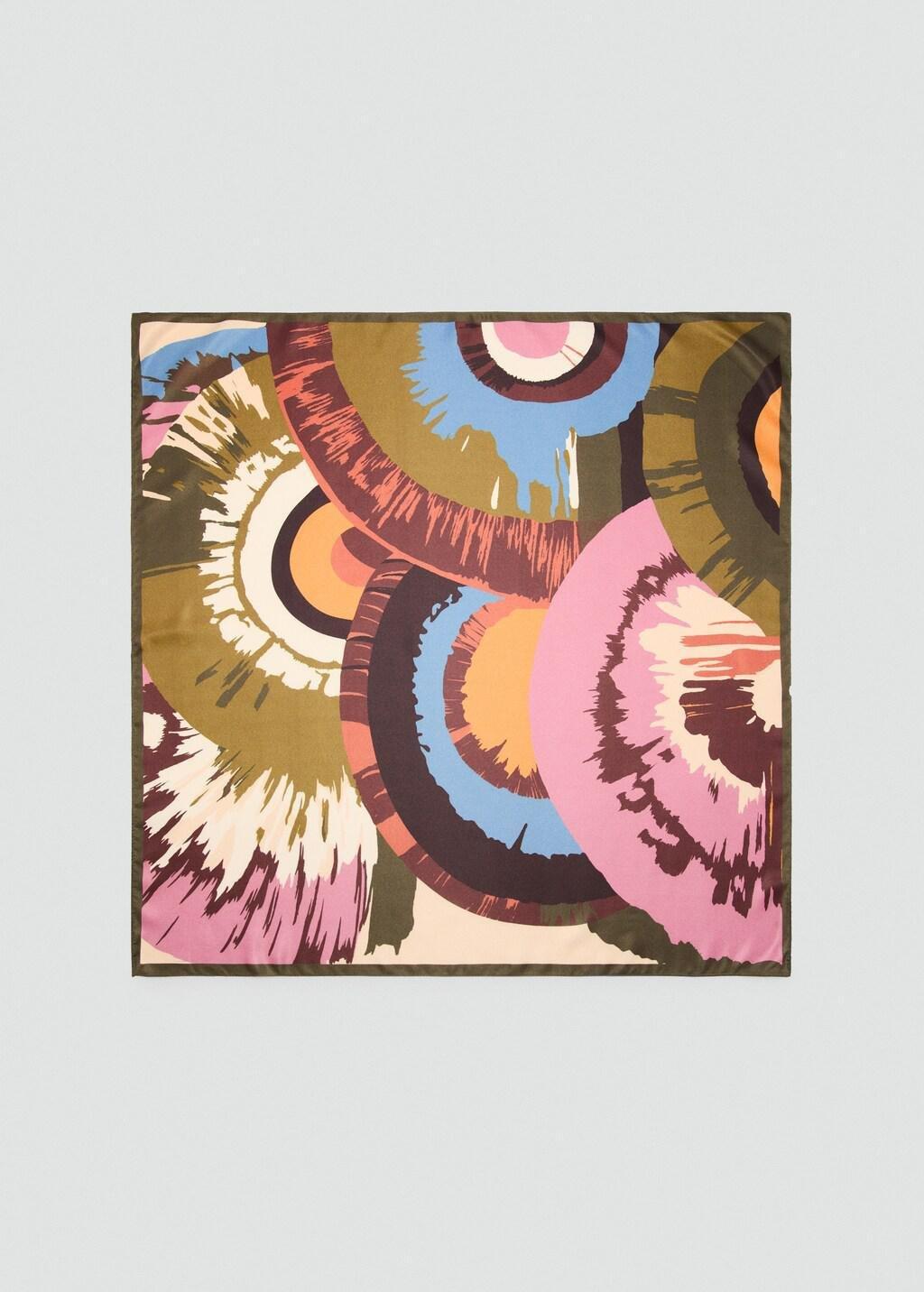 Pink Abstract-Print Satin Scarf, Pink, large image number 3