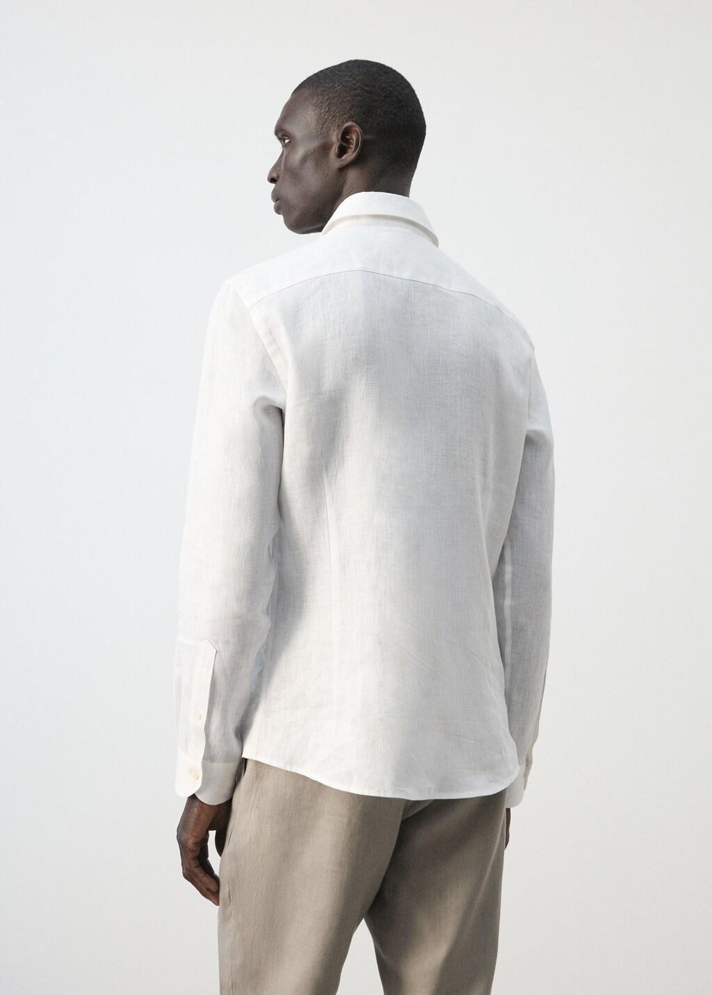 White Linen Slim-Fit Shirt, White, large image number 2