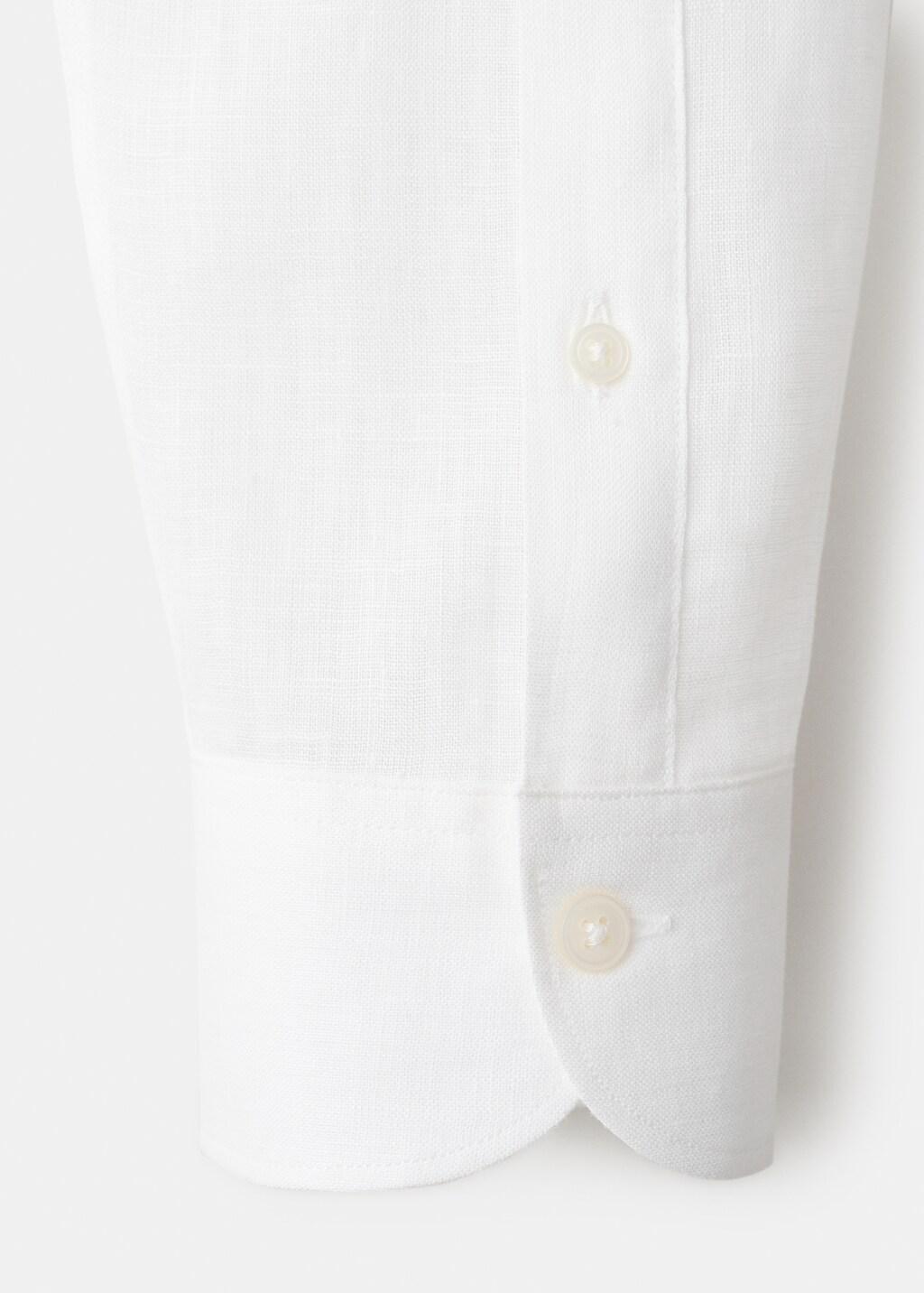White Linen Slim-Fit Shirt, White, large image number 5