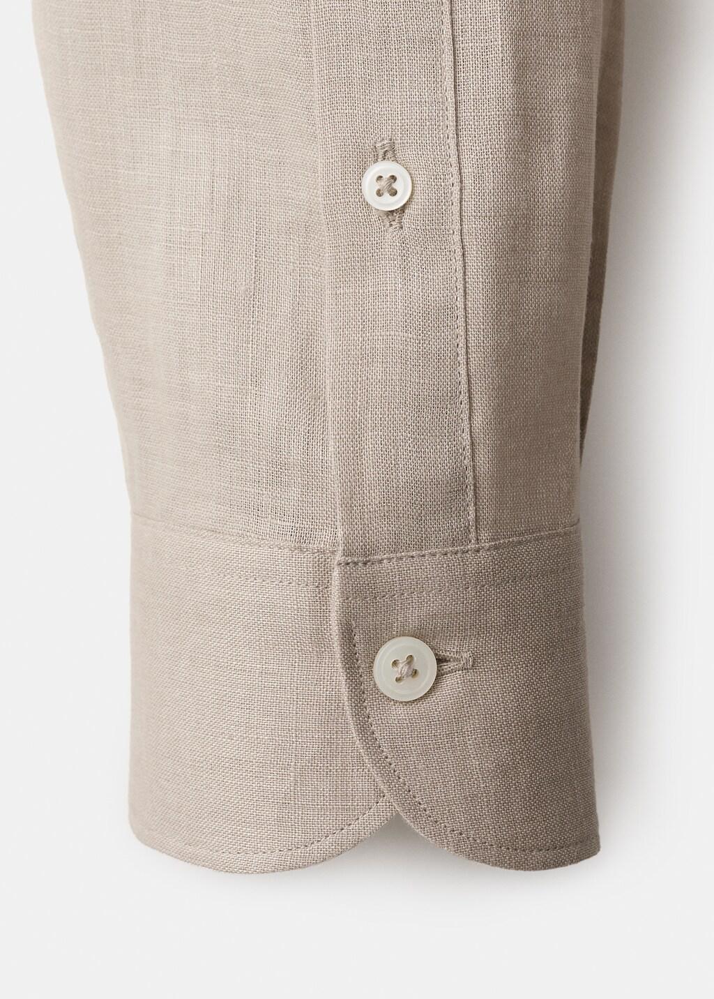Brown Linen Slim-Fit Shirt, Light Pastel Brown, large image number 5