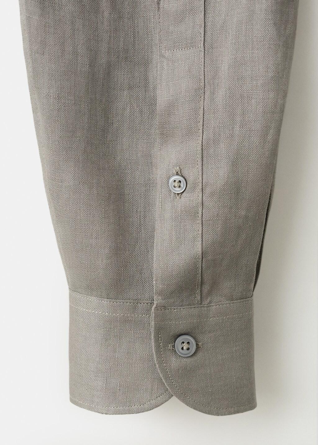Brown Linen Slim-Fit Shirt, Medium Brown, large image number 5