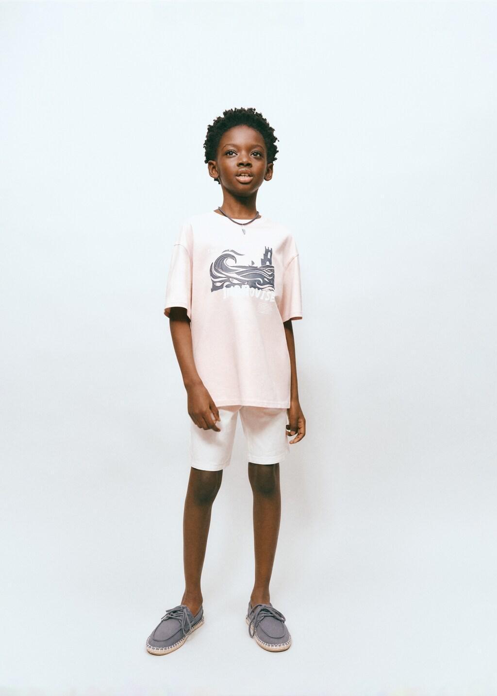 White Cotton Bermuda Shorts, Kids Boy, White, large image number 0