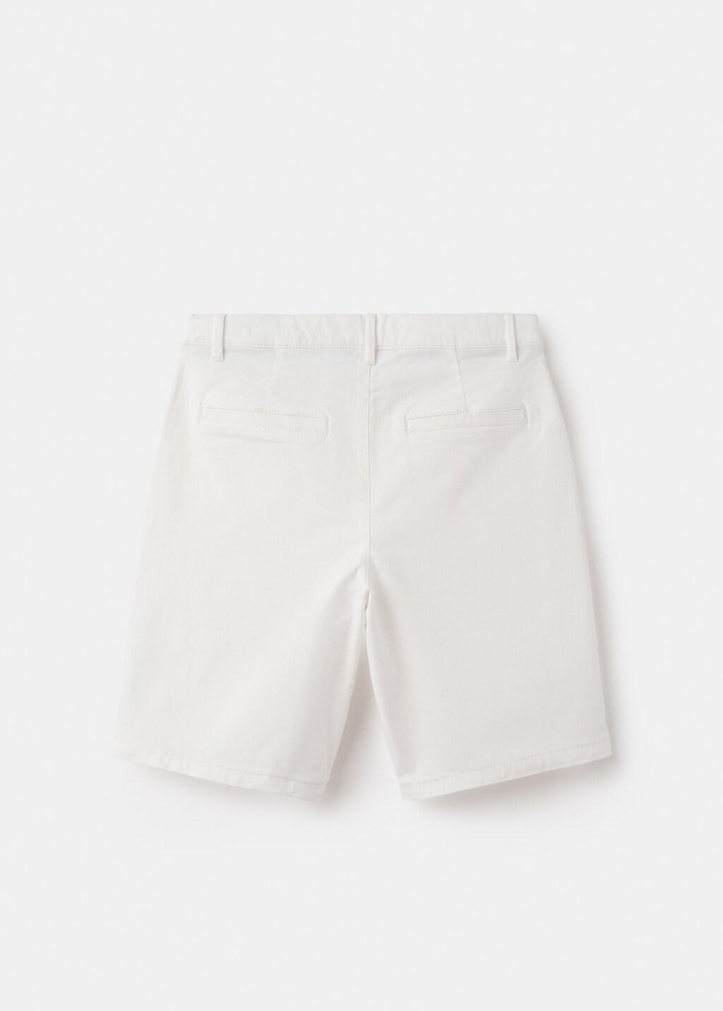 White Cotton Bermuda Shorts, Kids Boy, White, large image number 2