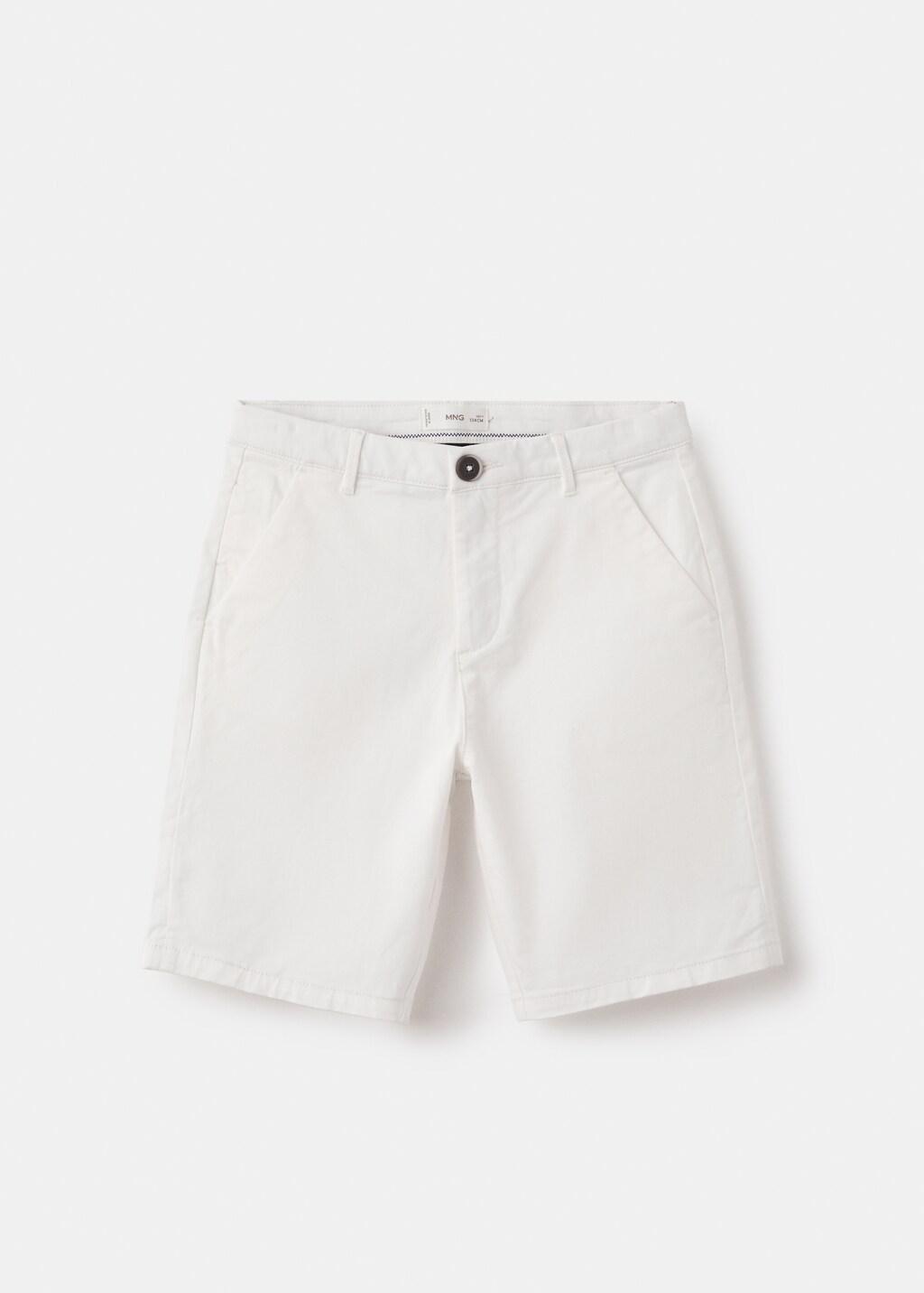 White Cotton Bermuda Shorts, Kids Boy, White, large image number 5
