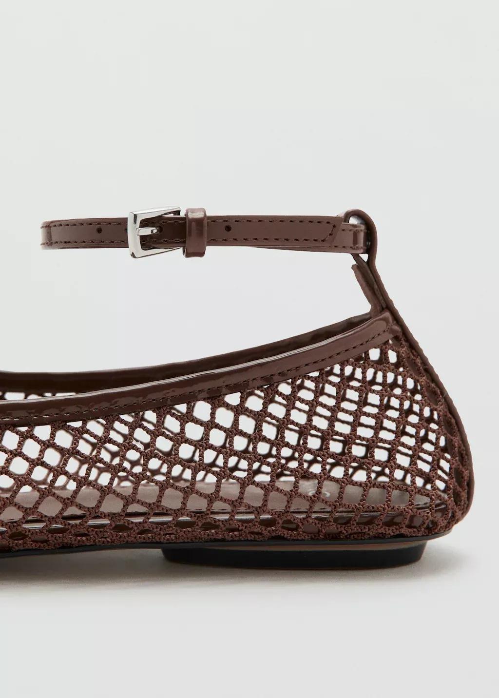 Brown Ballet Flats With Mesh Bracelet, Dark Brown, large image number 2