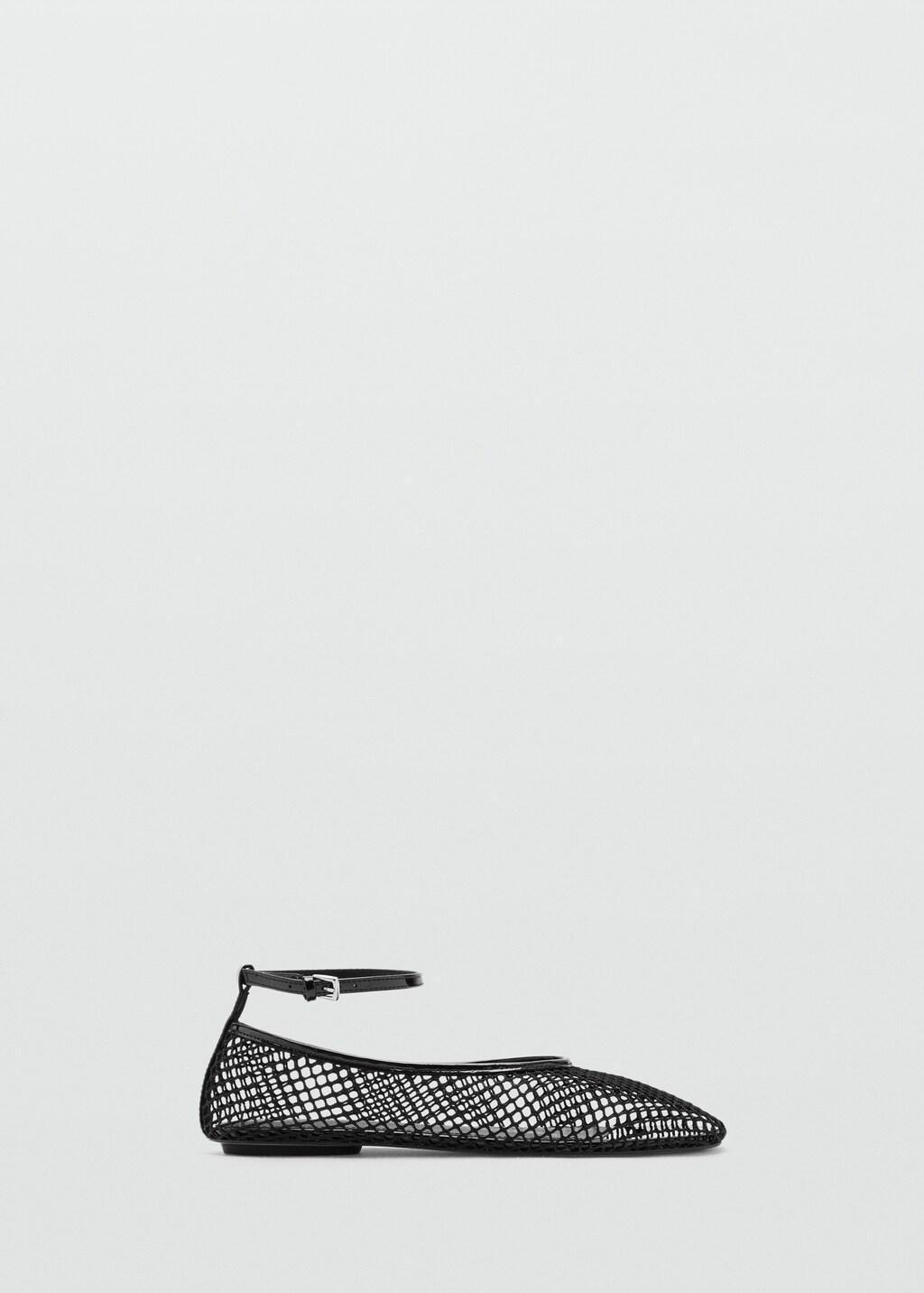 Black Ballet Flats With Mesh Bracelet, Black, large image number 3