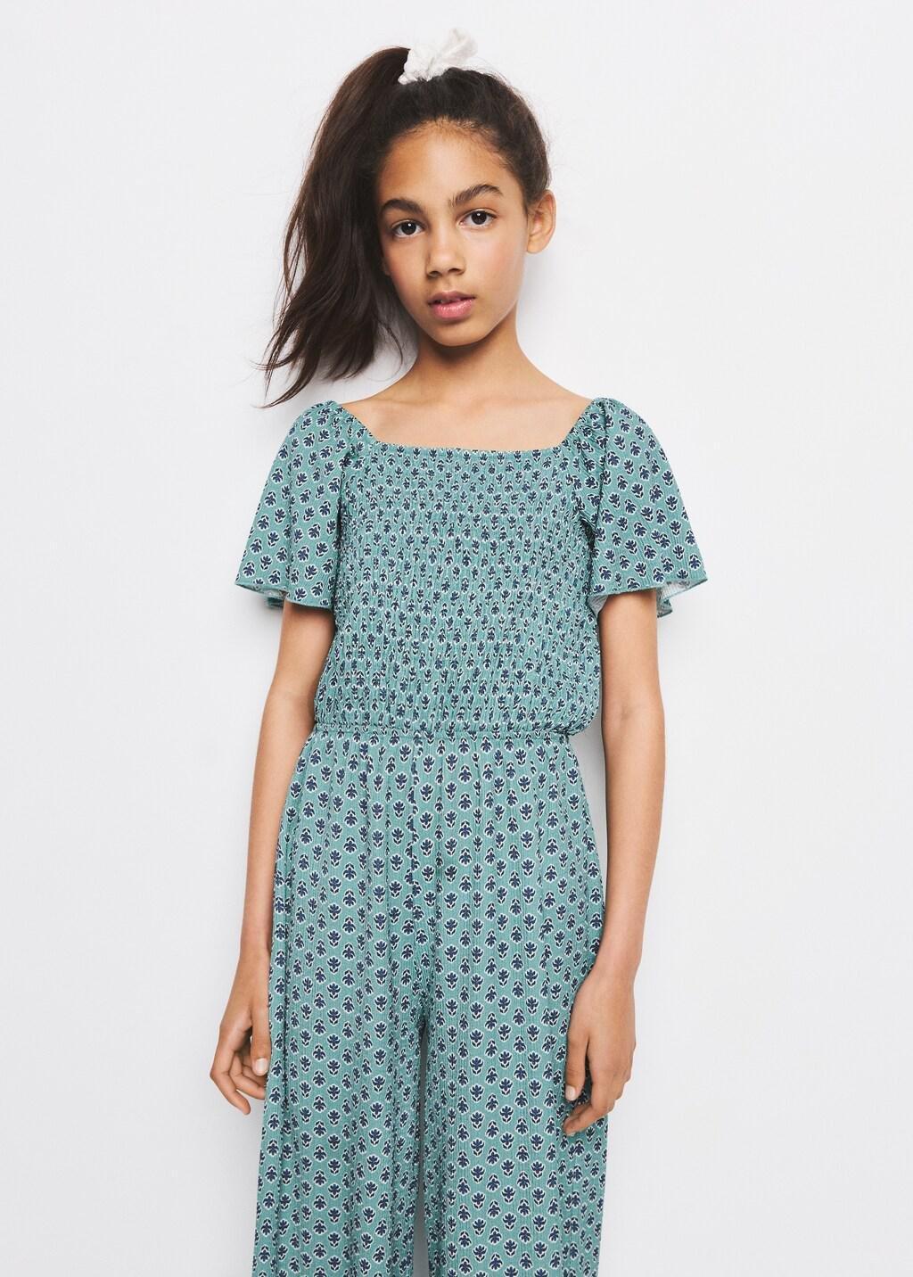 Green Long Printed Jumpsuit, Kids Girls, 0201_45, large image number 3