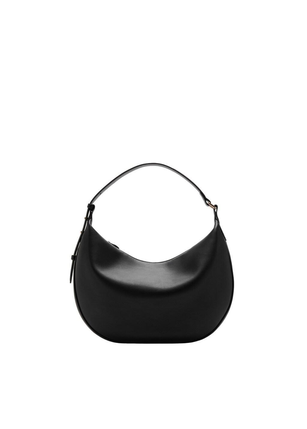Black Oval Shoulder Bag, Black, large image number 3