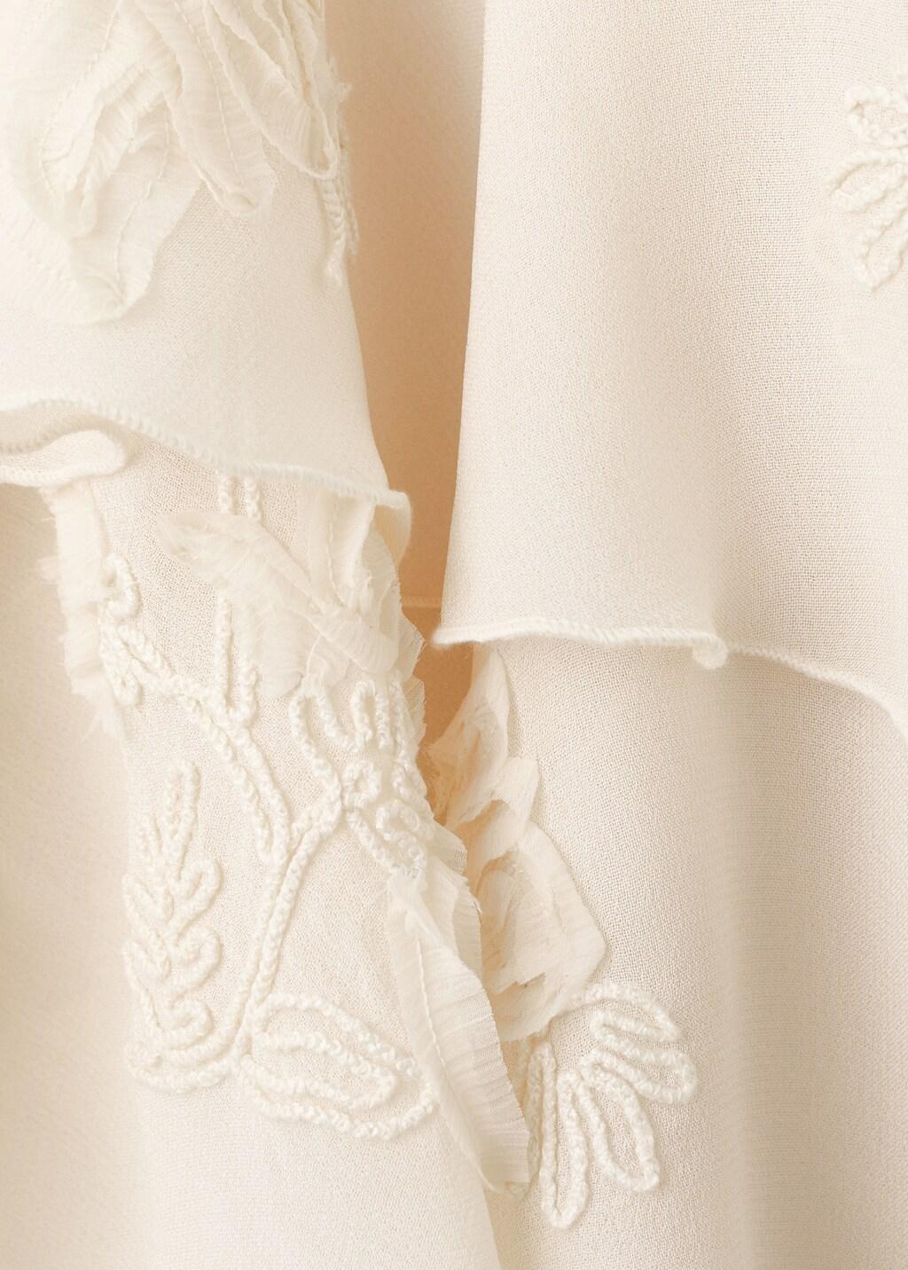 Beige Ruffled Blouse With Bow Neck, Light Beige, large image number 5