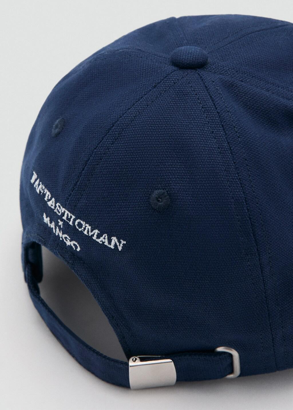 Navy Cotton Cap With Embroidered Slogan, 0201_56, large image number 2