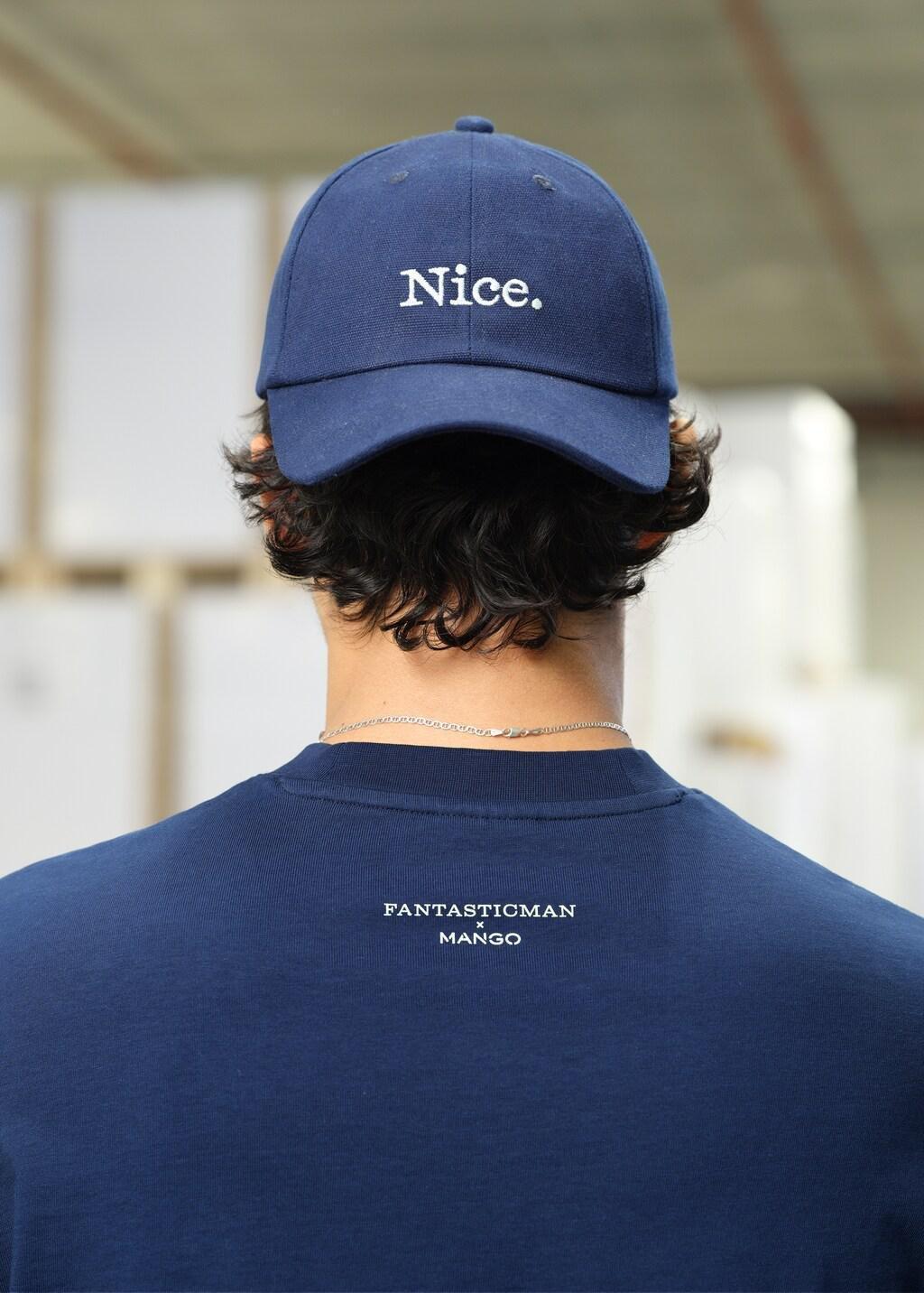 Navy Cotton Cap With Embroidered Slogan, 0201_56, large image number 3
