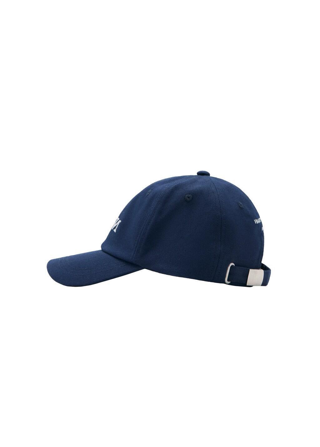 Navy Cotton Cap With Embroidered Slogan, 0201_56, large image number 4