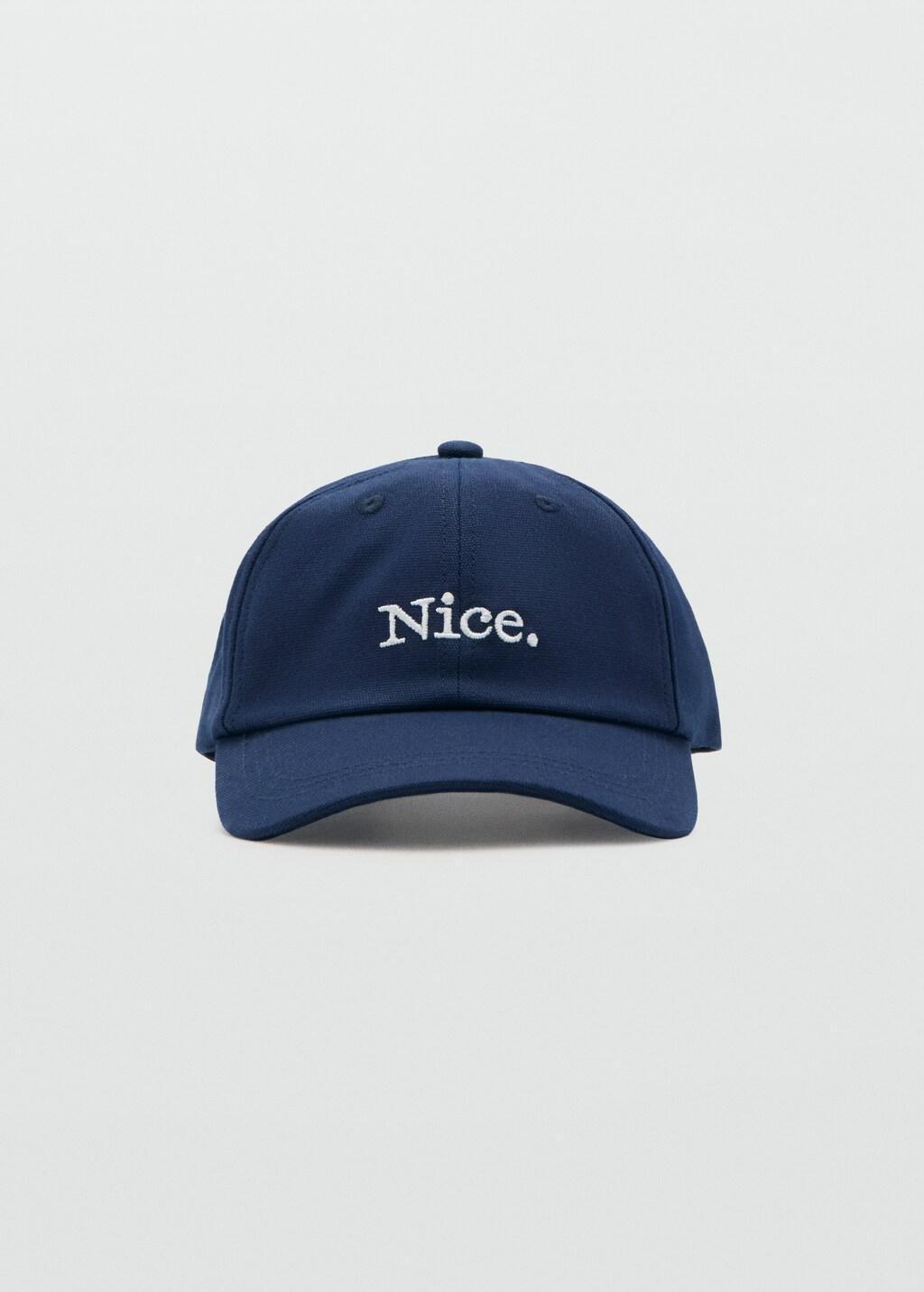Navy Cotton Cap With Embroidered Slogan, 0201_56, large image number 5
