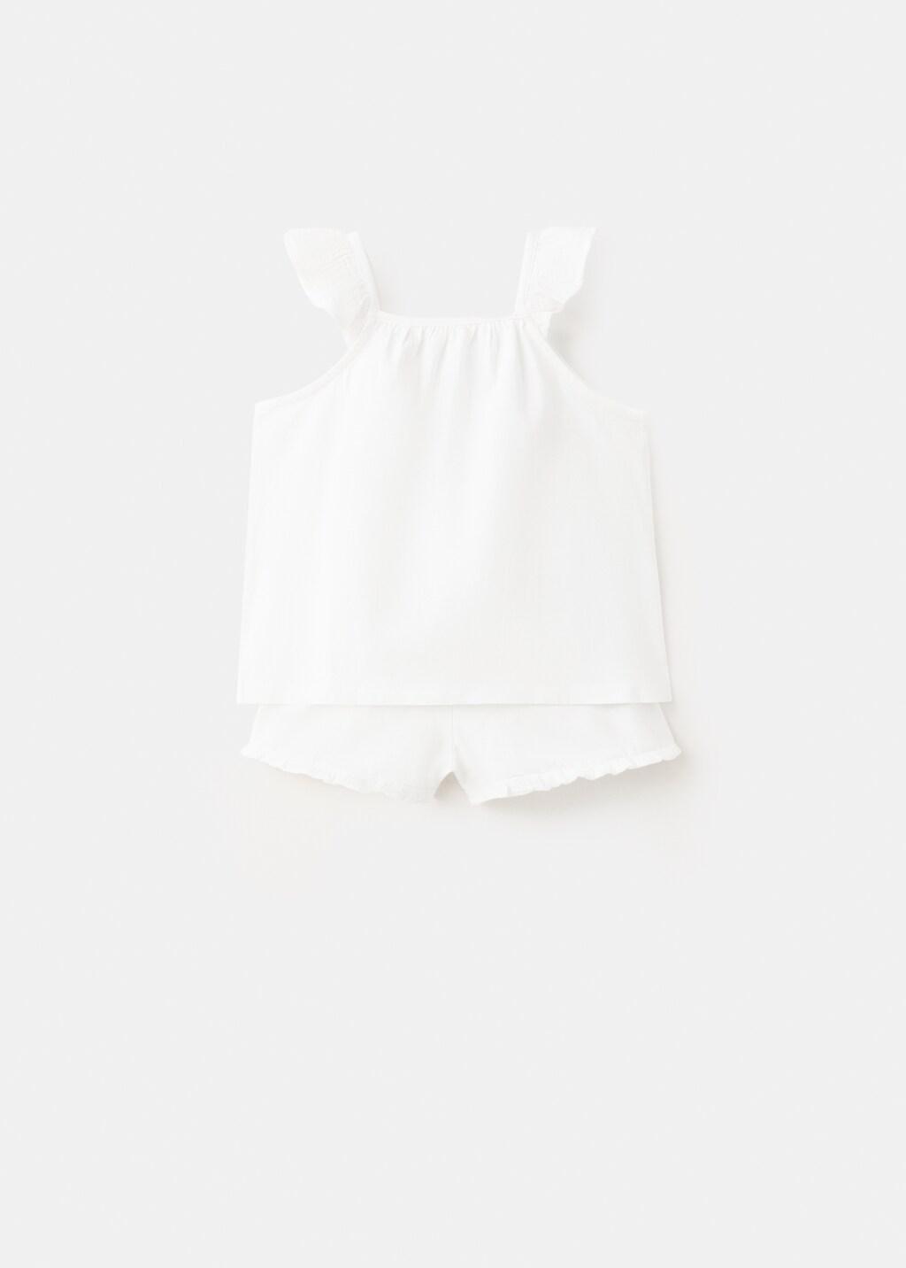 White Short Pyjama Set, Baby Girl, Natural White, large image number 1