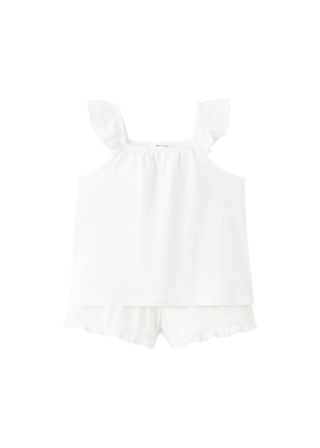 White Short Pyjama Set, Baby Girl, Natural White, large image number 3