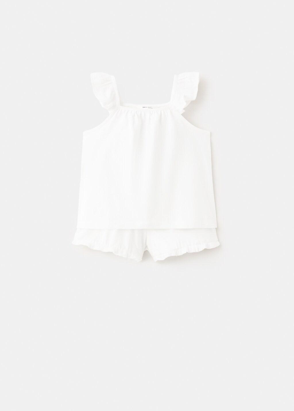 White Short Pyjama Set, Baby Girl, Natural White, large image number 4