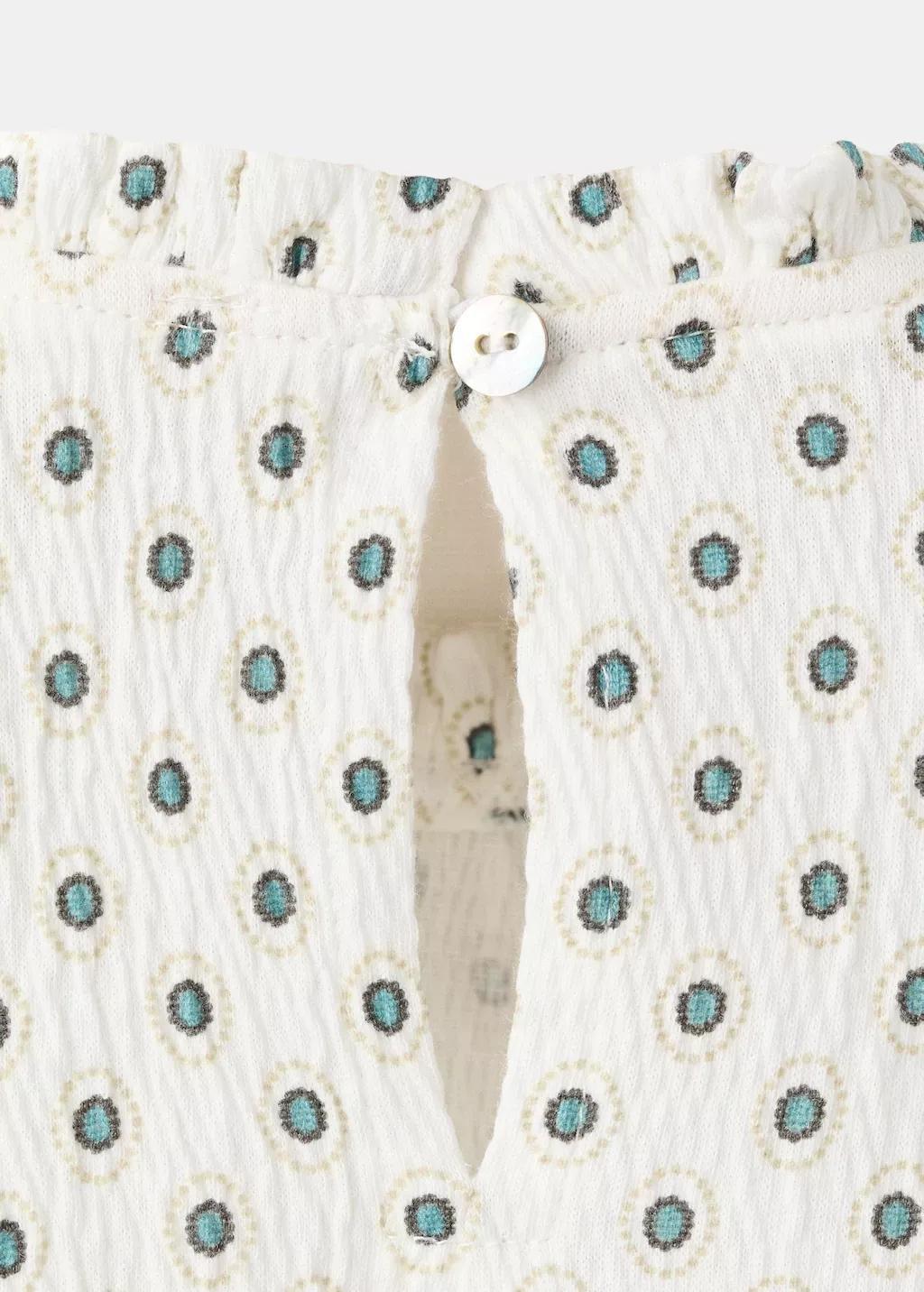 White Printed Top, Kids Girl, Natural White, medium