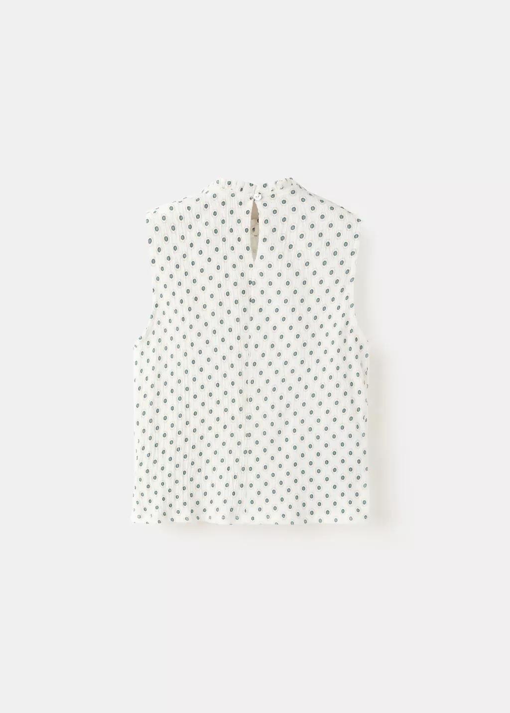 White Printed Top, Kids Girl, Natural White, large image number 1