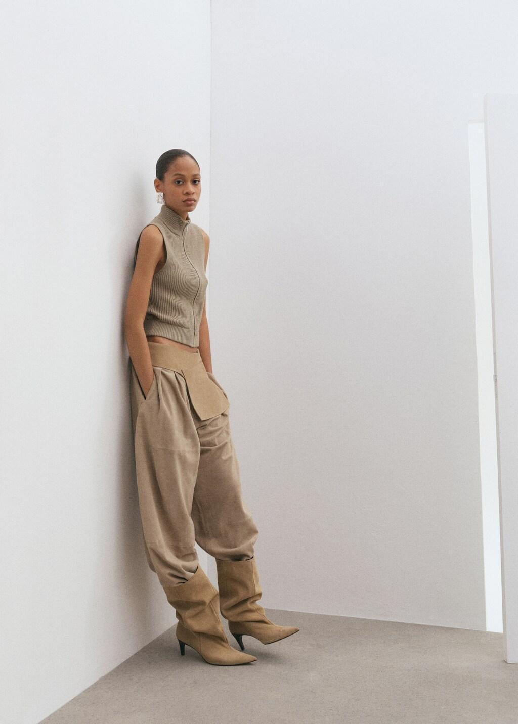 Brown Slouchy Suede Ankle Boot, Light Pastel Brown, medium