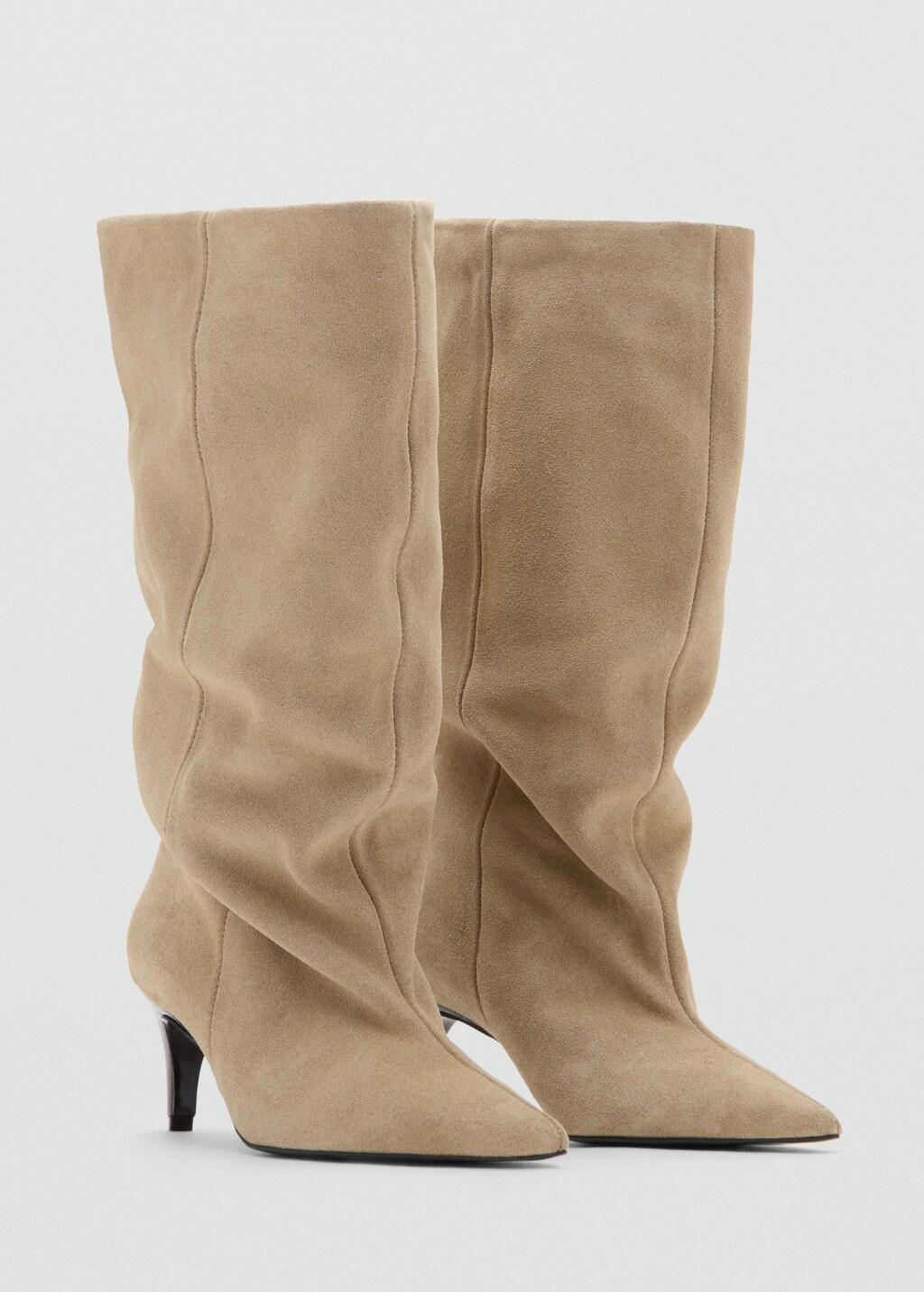 Brown Slouchy Suede Ankle Boot, Light Pastel Brown, large image number 1
