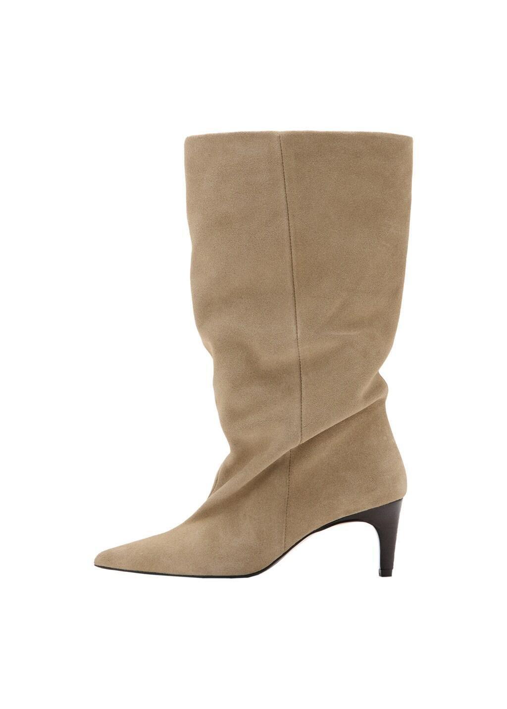 Brown Slouchy Suede Ankle Boot, Light Pastel Brown, large image number 3