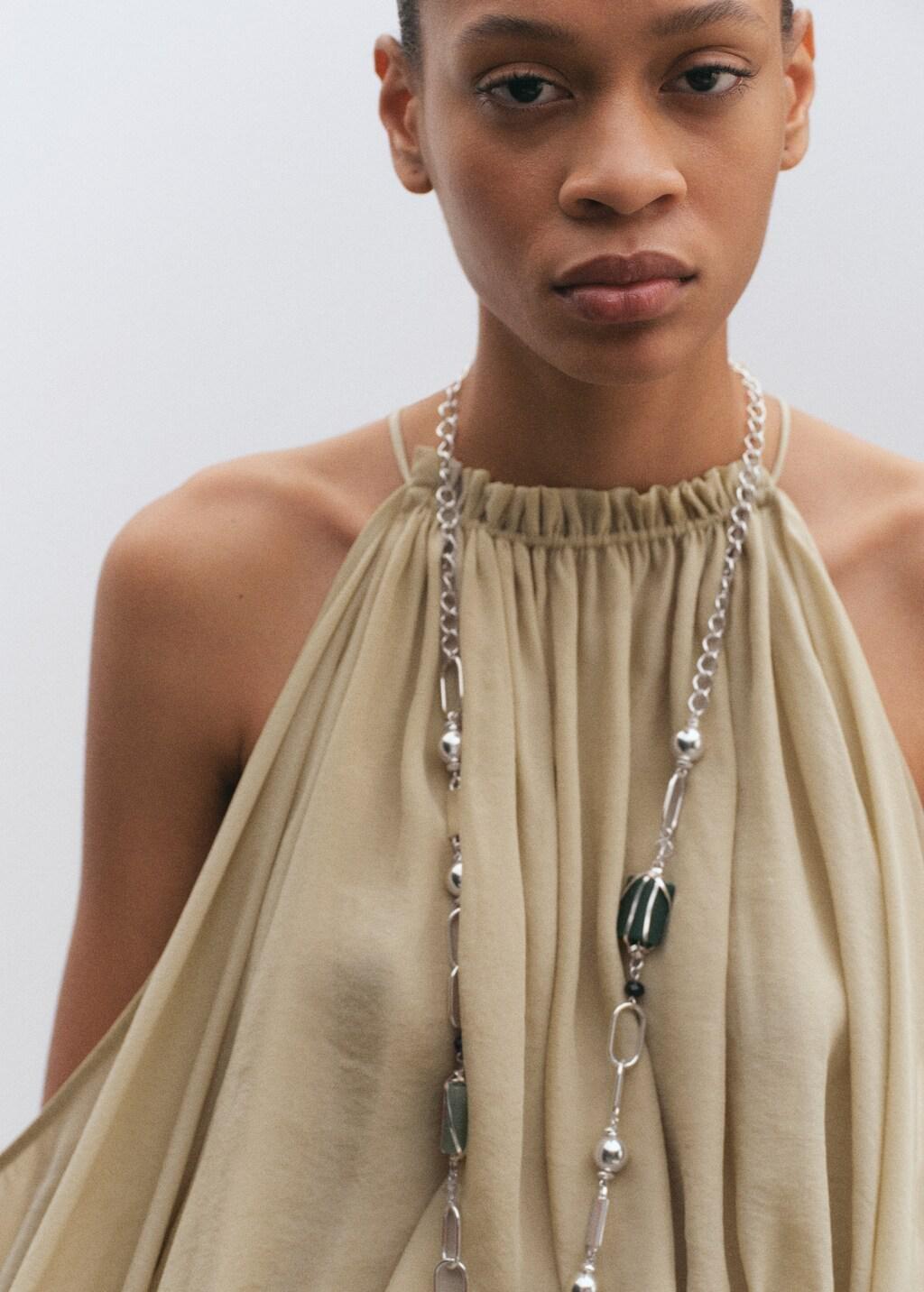 Green Off-The-Shoulder Lyocell Blouse, Green, large image number 4