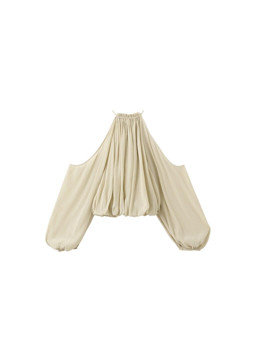 Green Off-The-Shoulder Lyocell Blouse, Green, large image number 6