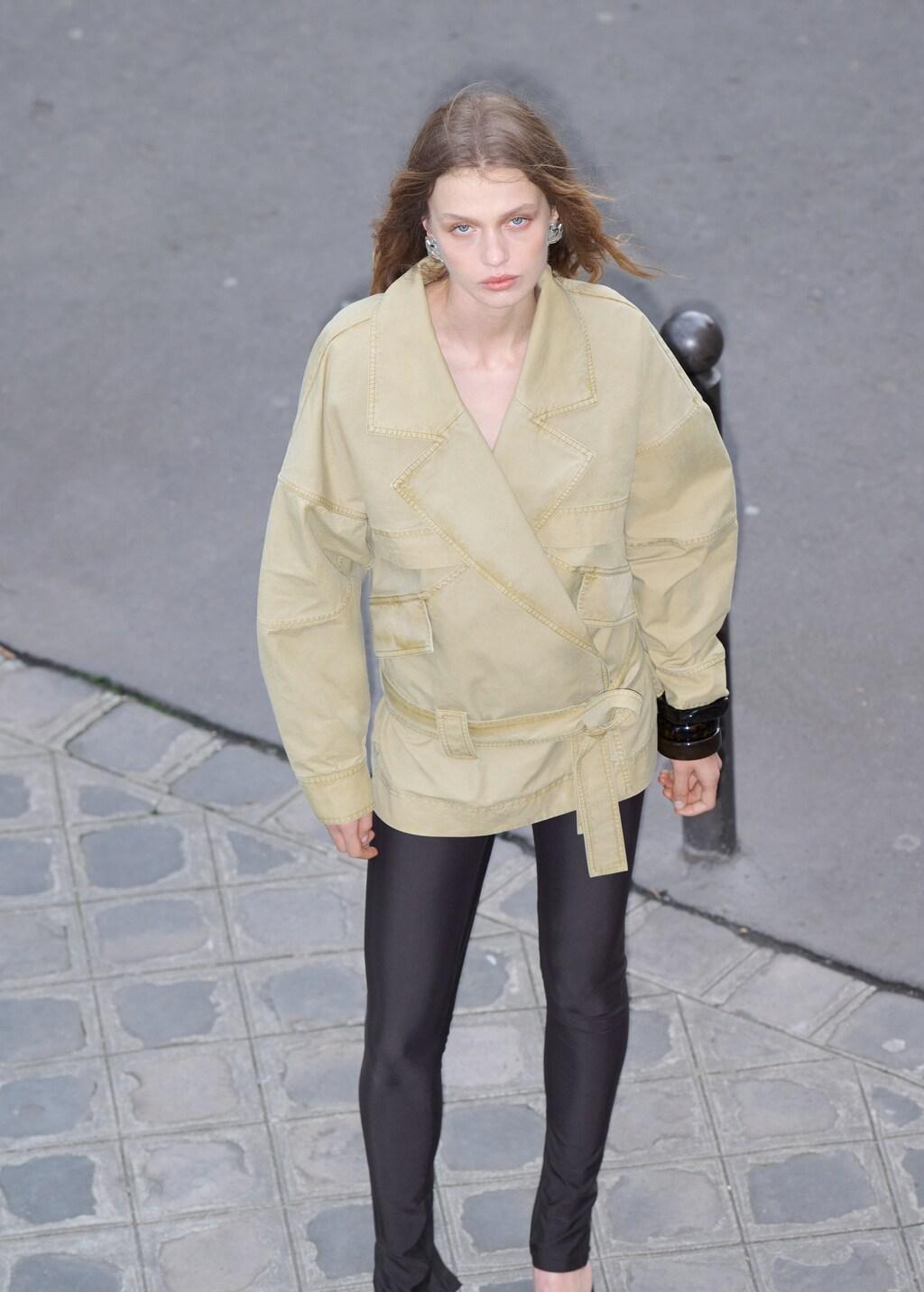 Brown Belted Lapel Parka, Medium Brown, large image number 0