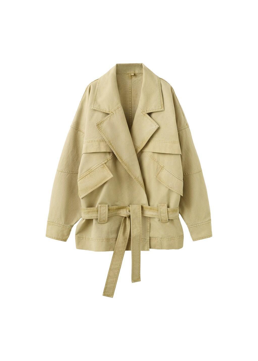 Brown Belted Lapel Parka, Medium Brown, large image number 6