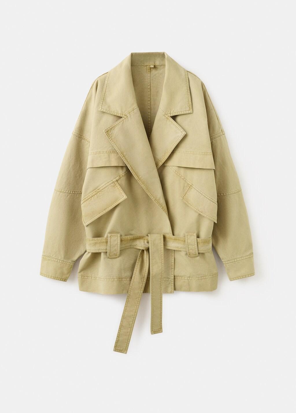 Brown Belted Lapel Parka, Medium Brown, large image number 7