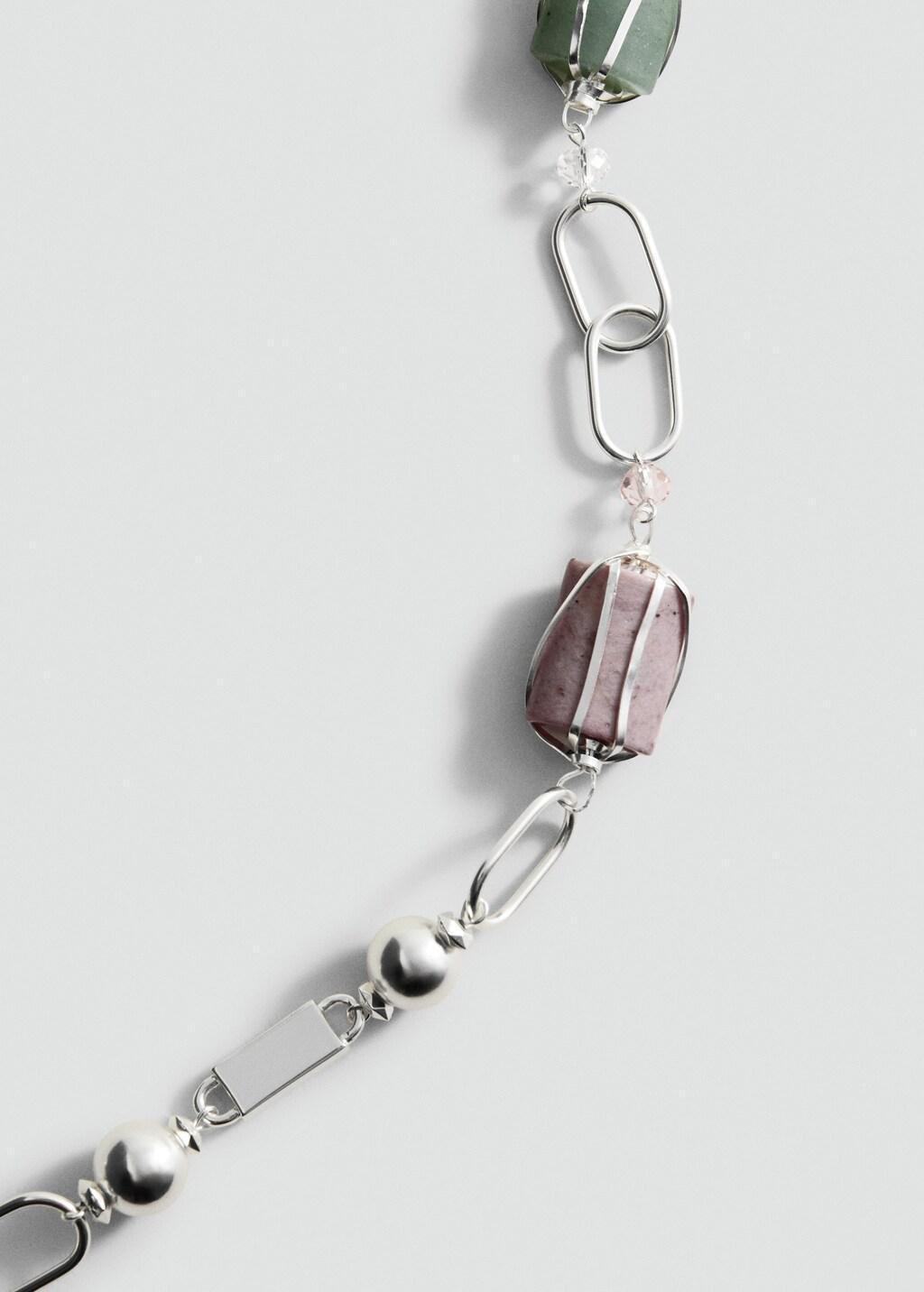 Silversemi-Precious Stone Combination Necklace, Silver, large image number 1