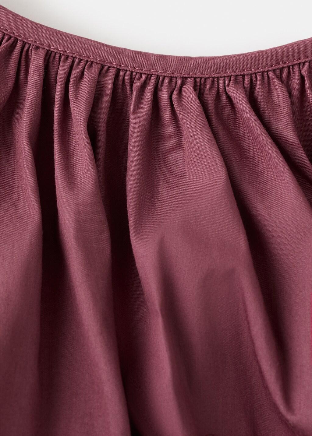 Red Puff-Sleeved Cropped Blouse, Dark Red, medium