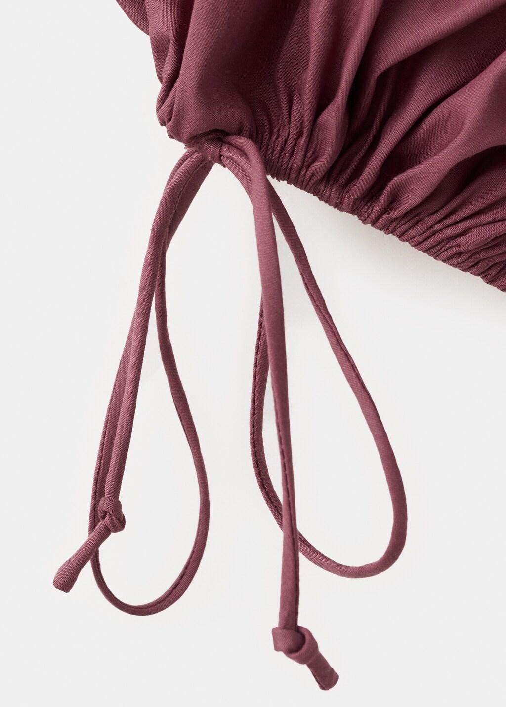 Red Puff-Sleeved Cropped Blouse, Dark Red, large image number 5