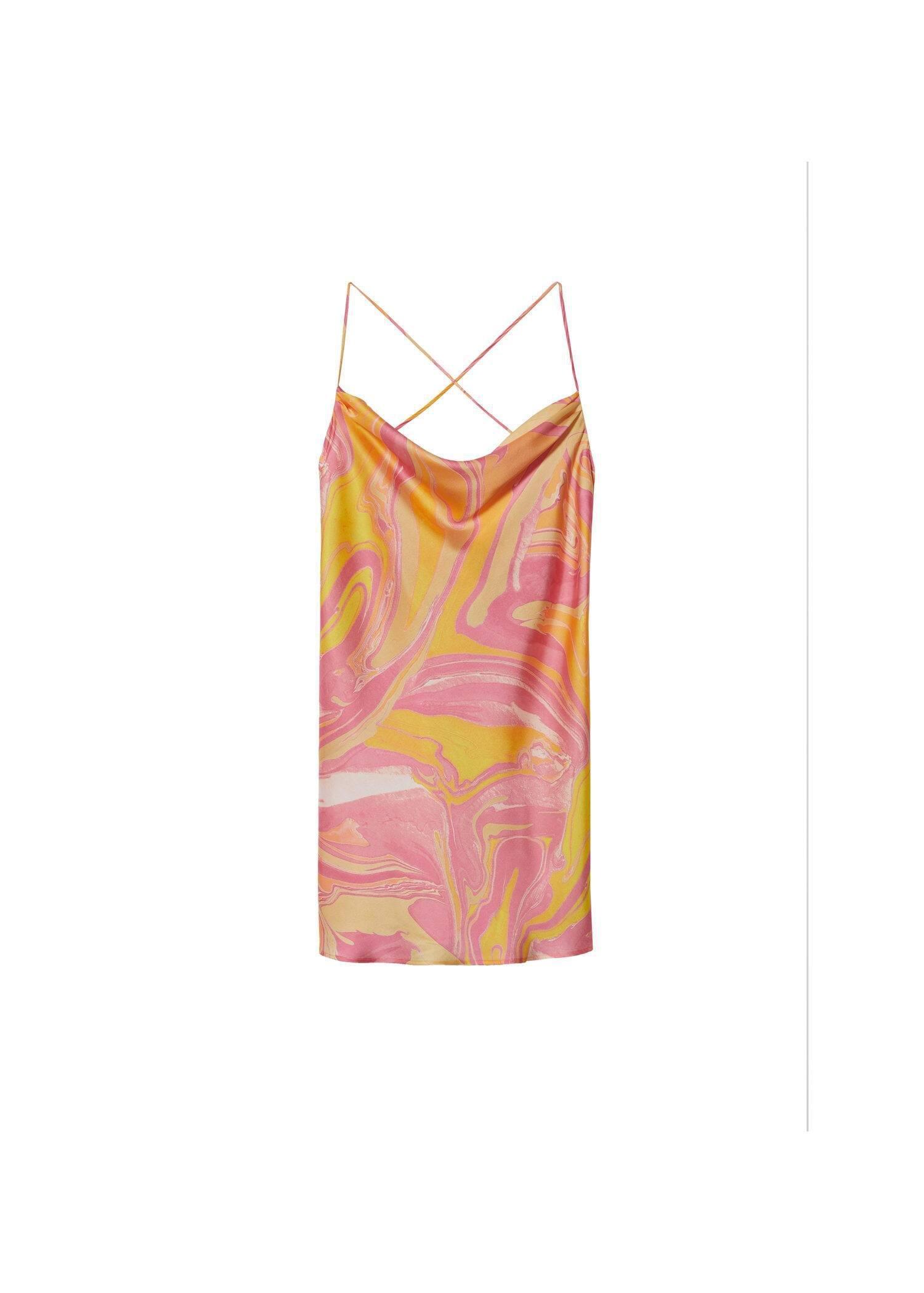 Pink Printed Satin Dress, , large image number 5