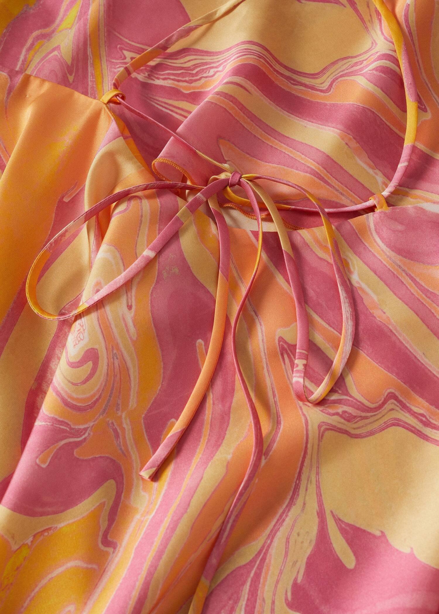 Pink Printed Satin Dress, , large image number 6