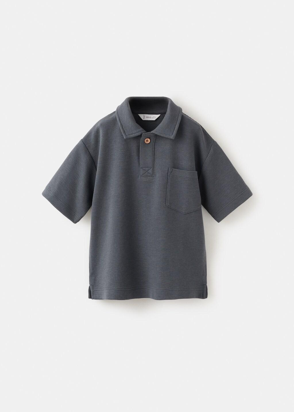 Grey Chest-Pocket Cotton Pocket Polo Shirt, Baby Boys, Charcoal, large image number 0