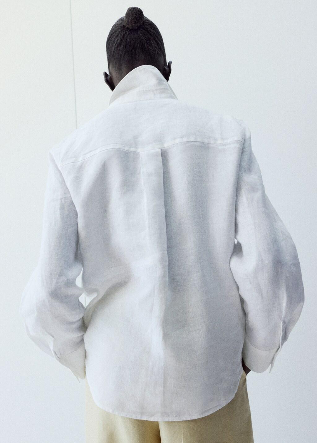 White Pocket Linen Shirt, 0201_02, large image number 2