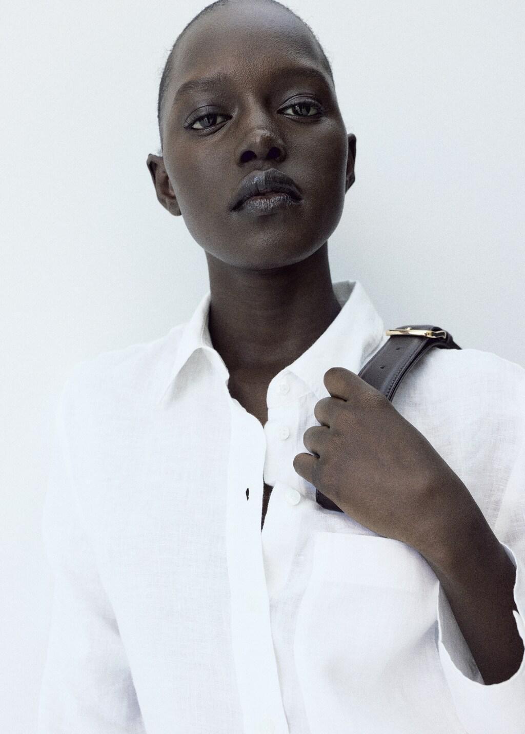 White Pocket Linen Shirt, 0201_02, large image number 3