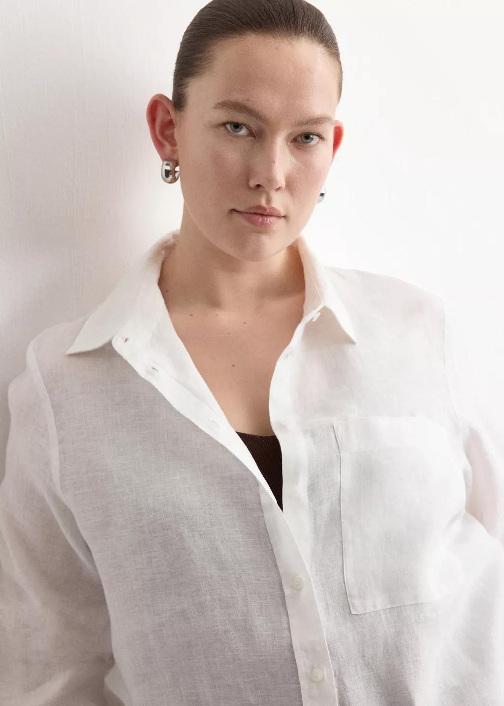 White Pocket Linen Shirt, 0201_02, large image number 5