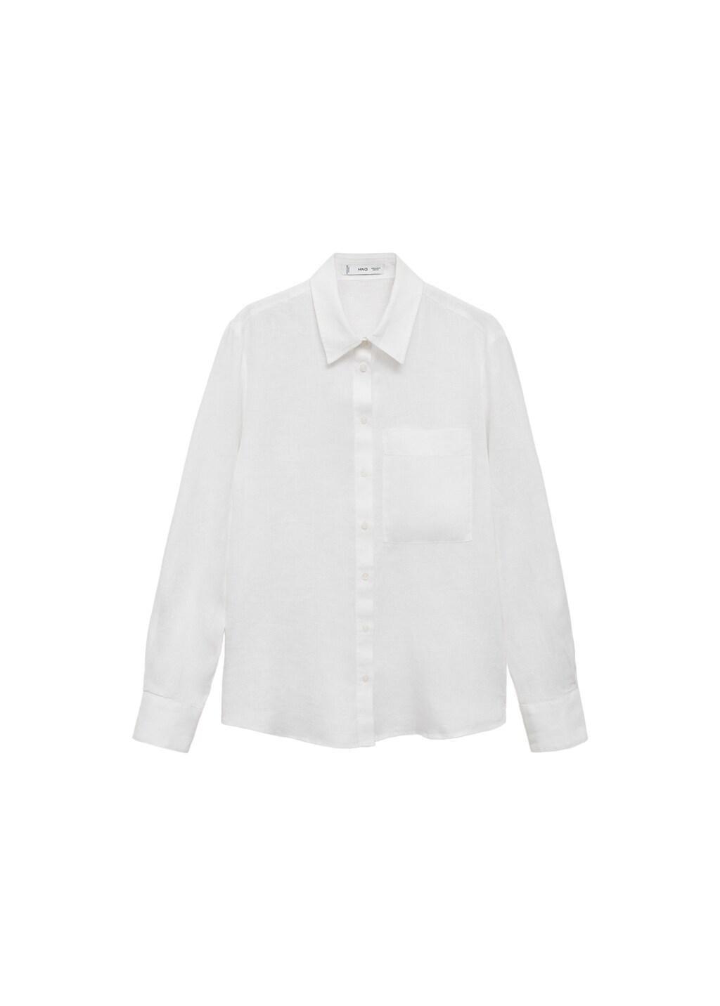 White Pocket Linen Shirt, 0201_02, large image number 7