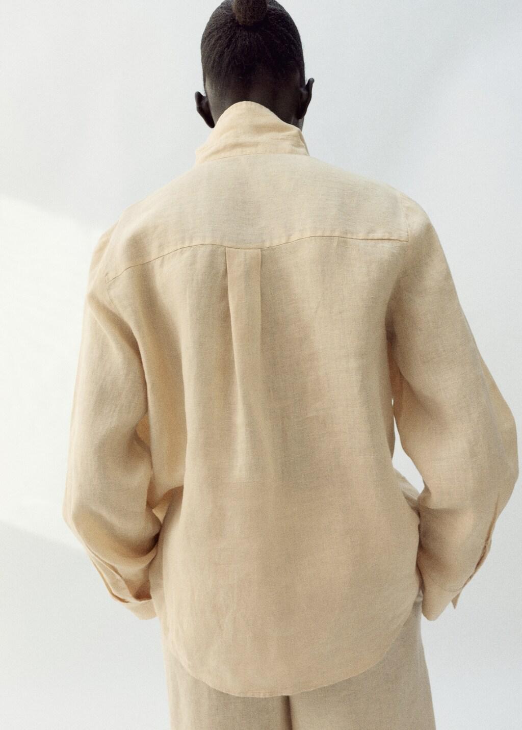 Yellow Pocket Linen Shirt, Yellow, large image number 2