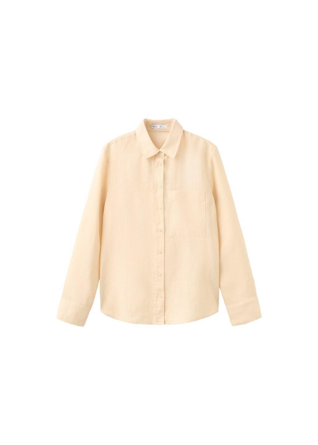 Yellow Pocket Linen Shirt, Yellow, large image number 6