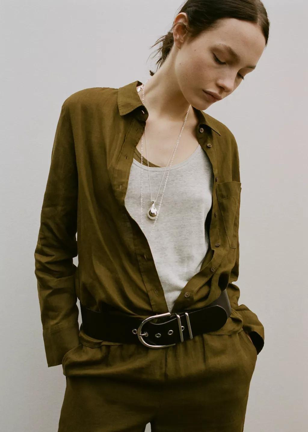 Green Pocket Linen Shirt, 0201_36, large image number 3