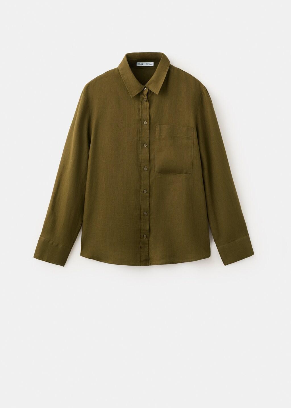 Green Pocket Linen Shirt, 0201_36, large image number 9