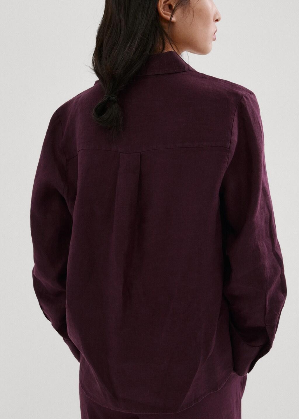 Purple Pocket Linen Shirt, 0201_66, large image number 2