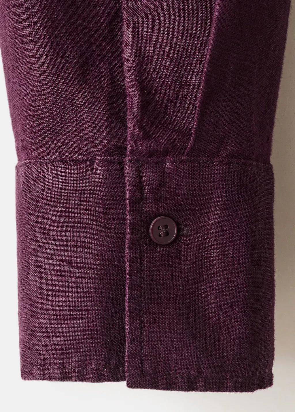 Purple Pocket Linen Shirt, 0201_66, large image number 5