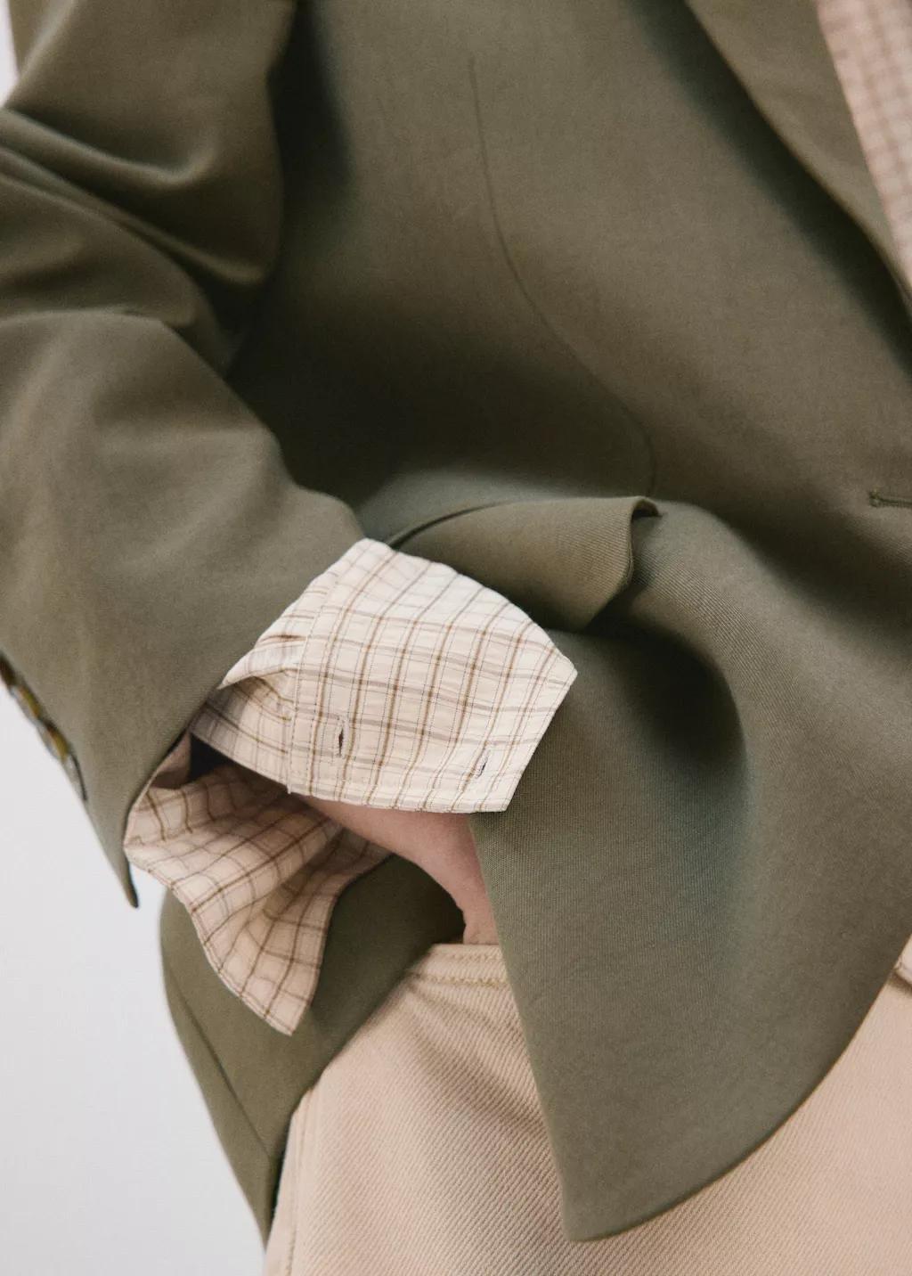 Green Straight Suit Jacket With Lapel Pockets, Green, large image number 6