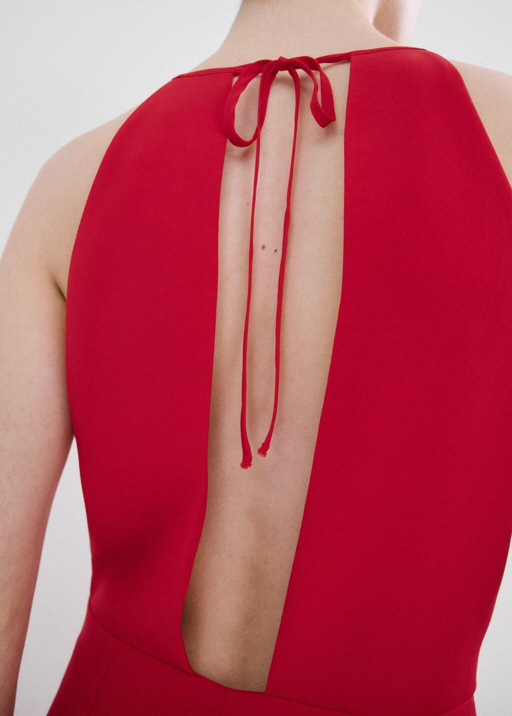 Red Open Back Halter Jumpsuit, Red, large image number 6